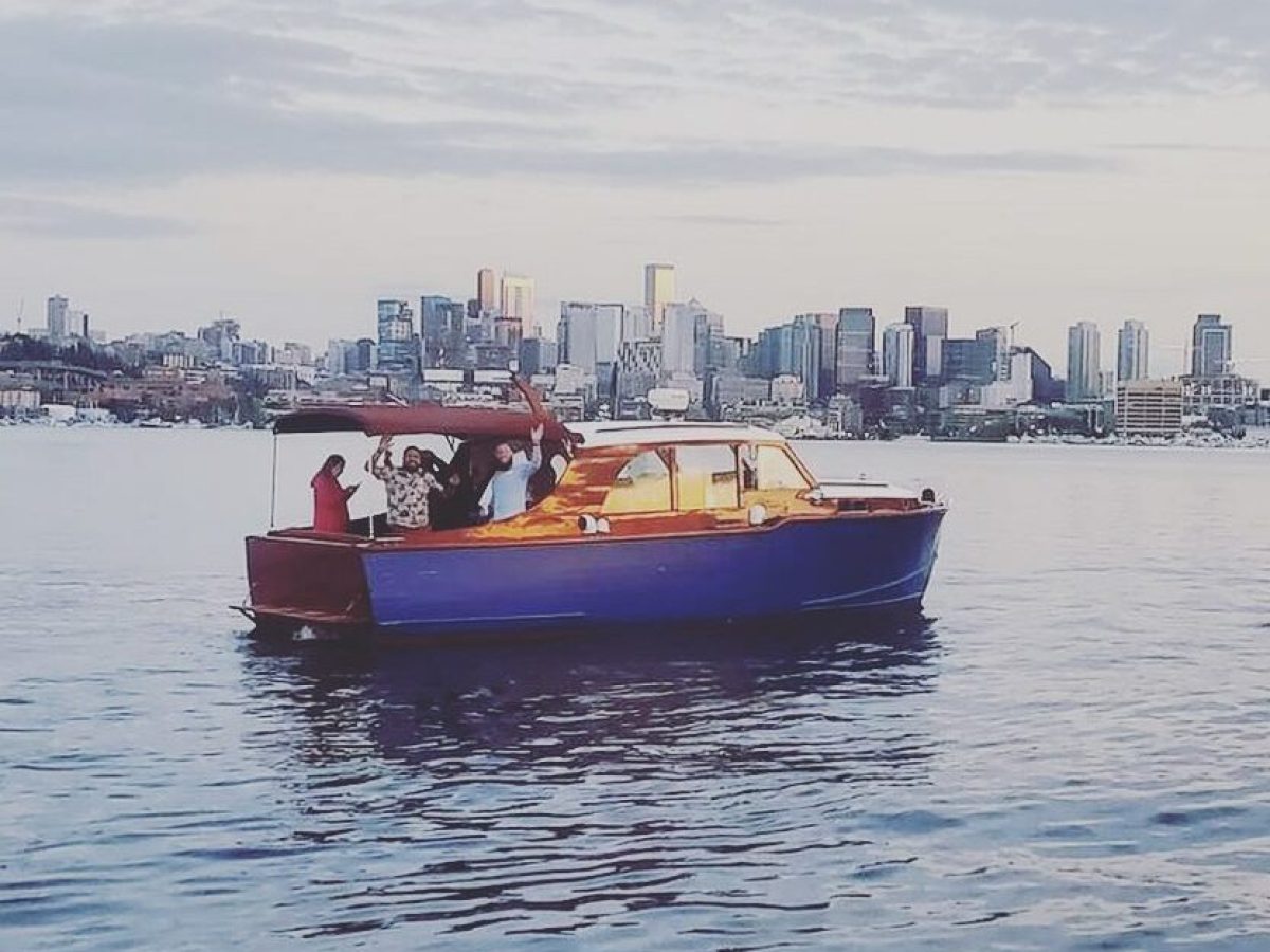 a small boat in a large body of water